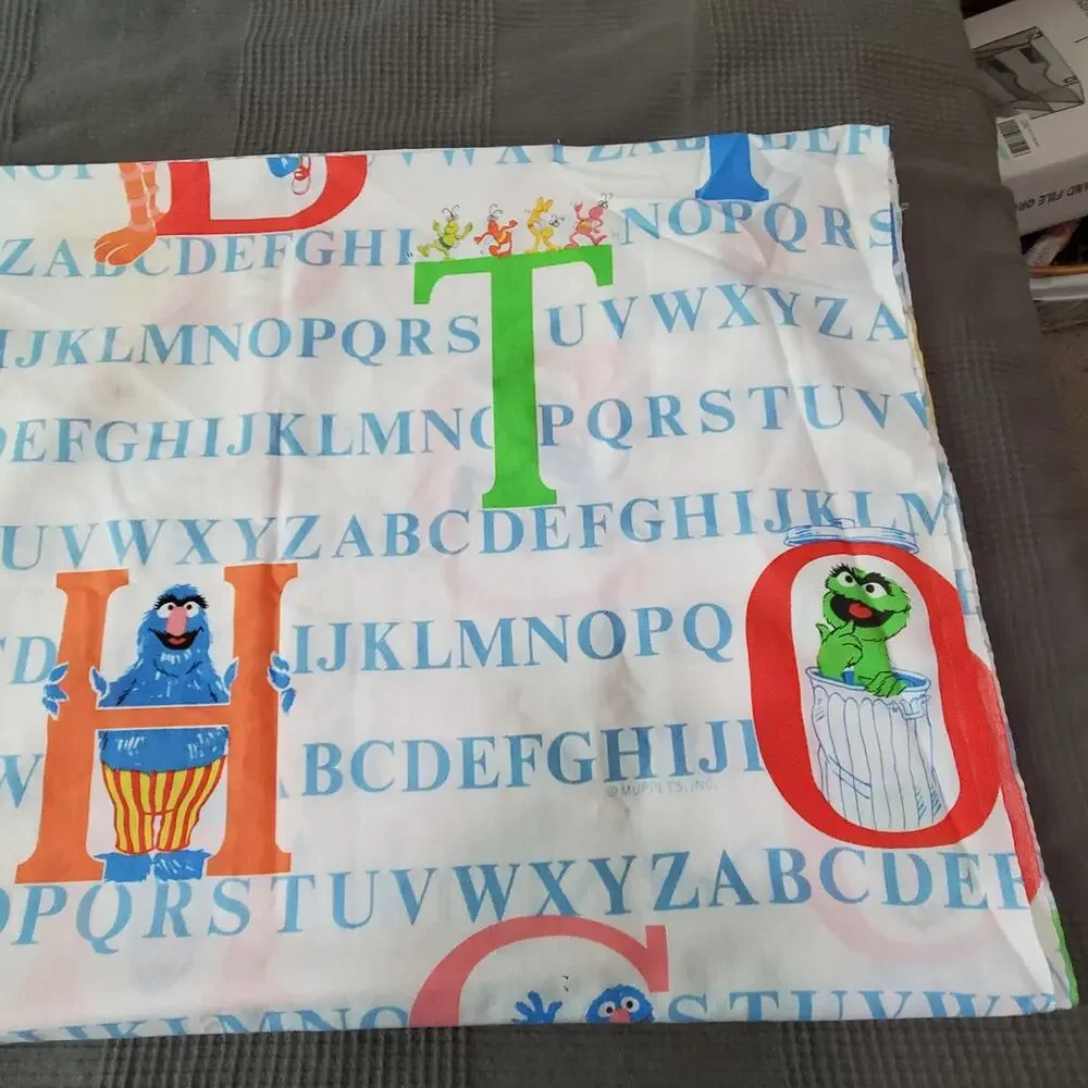 Vintage Sesame Street Twin Top Sheet Alphabet Big Bird American Lifestyle USA